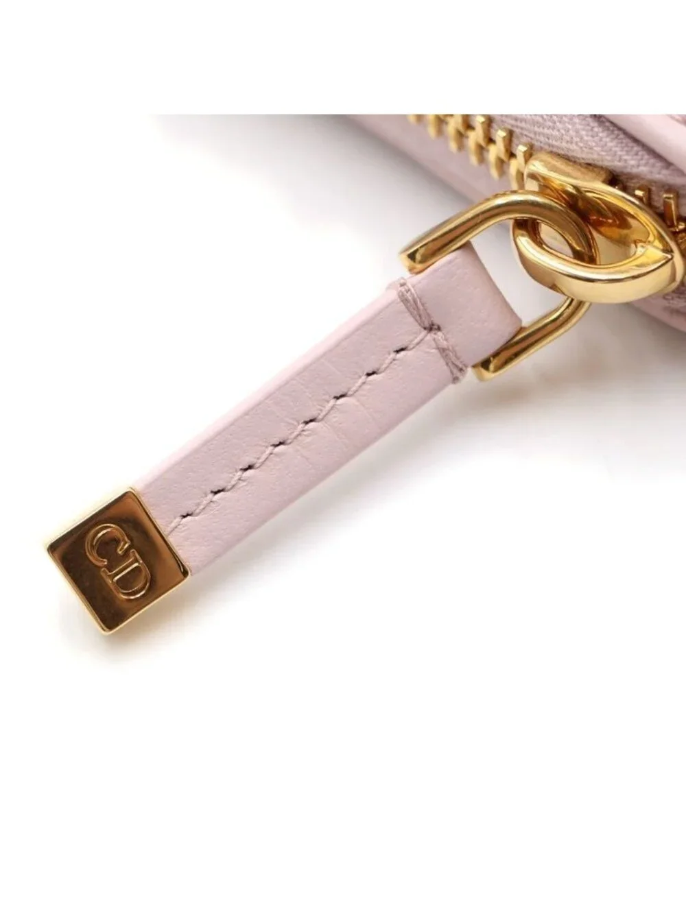 Dior Miss Logo Plate Leather Zip Around Wallet Pink